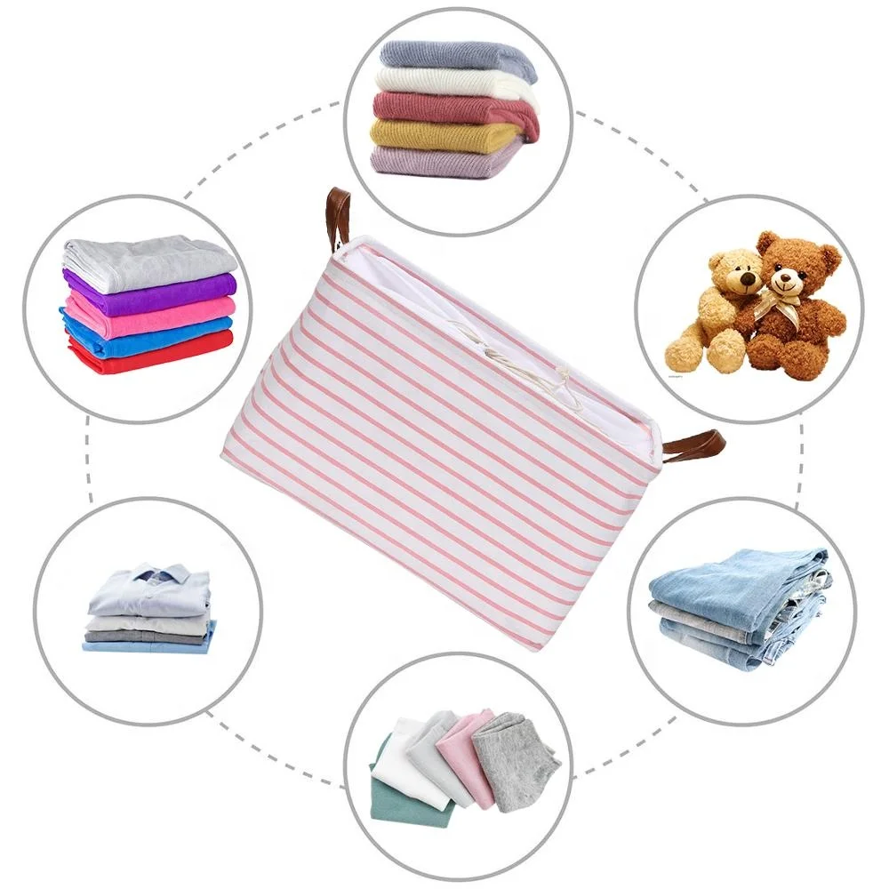 Collapsible Polyester Storage Basket  Home Organizer Storage bin box Solution for Office, Bedroom, Closet