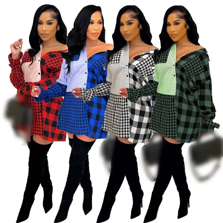 Женская Повседневная рубашка в клетку, белая блузка и платье-рубашка, одежда для женщин на лето и осень, 2021