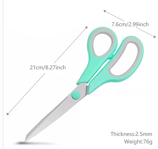 8 Inch Stainless steel  plastic handle  scissors for Office Home School