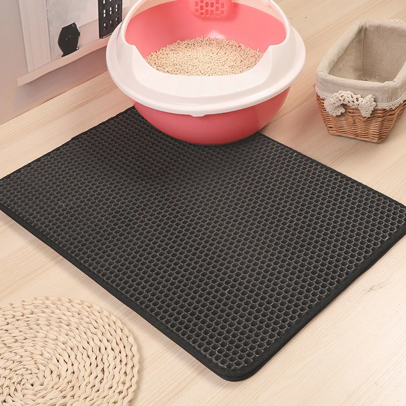 Premium EVA non-toxic honeycomb shape pet cat litter mat double-layer cat litter trapper