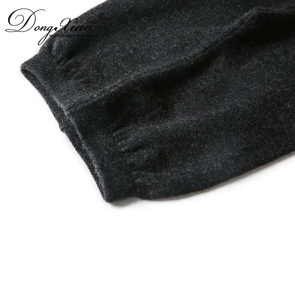 high waist elastic band wool winter thicker woman long pants