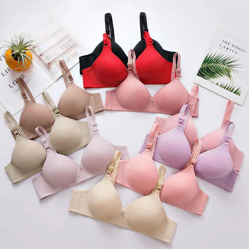 traditional type seamless wire free thin mould cup women cotton bras big size with air hole