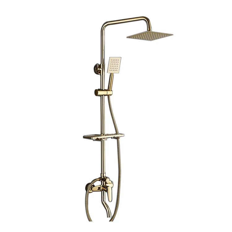 rain cold water square shower column pipe outdoor shower column head gold mixer shower column gold