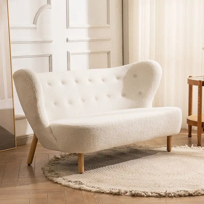 Modern Hotel Furniture Fabric Sofa Chair Casual Middle White Lamb Wool Living Room Upholstered Sofas Chair