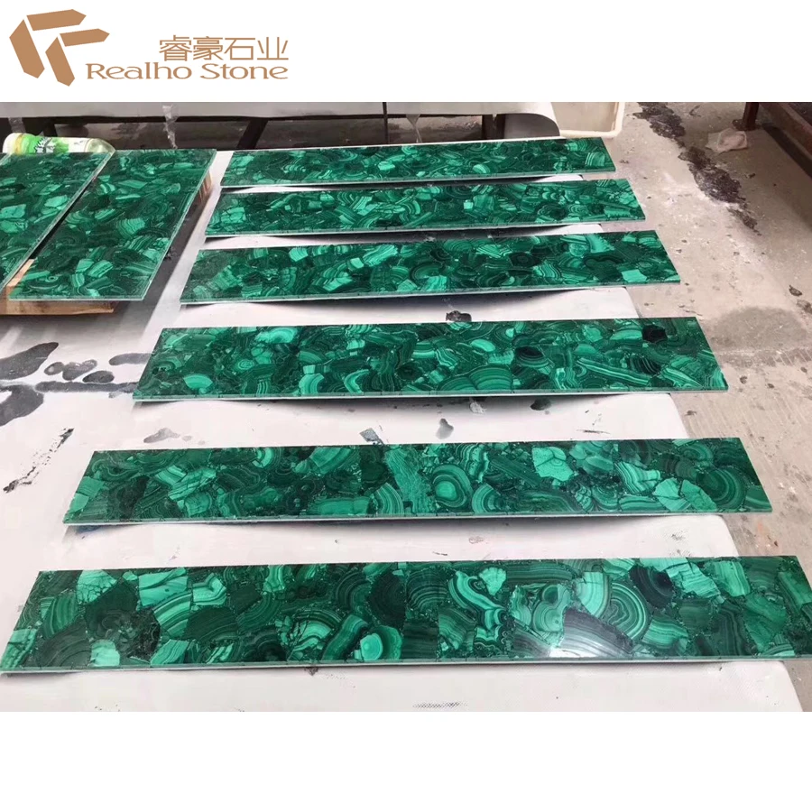 Natural Green Malachite Stone Table Top For Sale