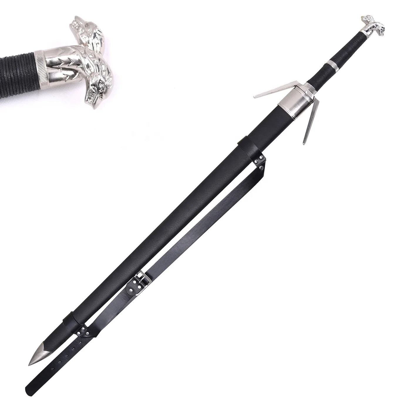 Popular Movie The Witcher 3 Wild Hunter Geralt of Rivia  Double Lion Heads Sword