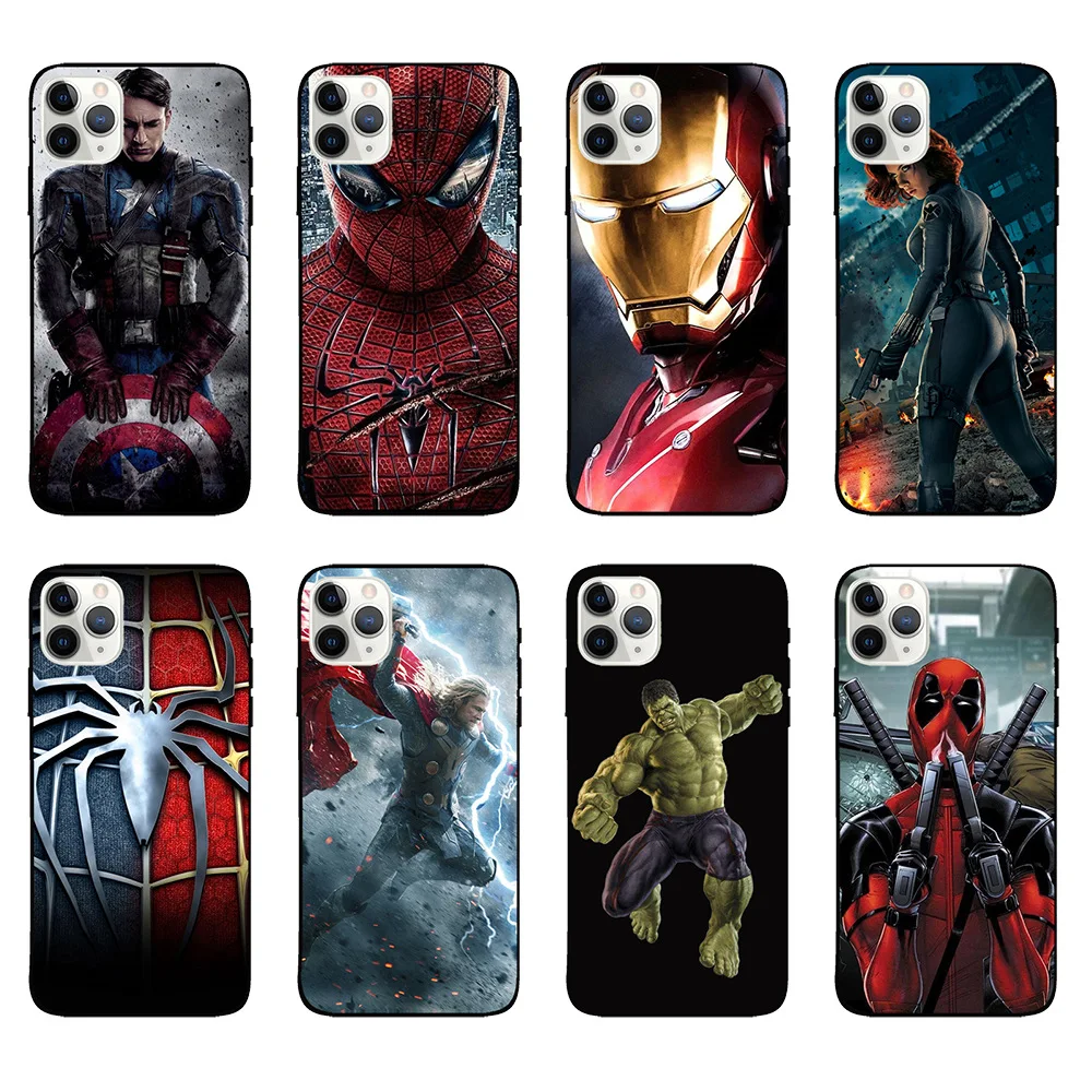 Male Marvel cell phone case frosted Matte soft tpu street fashion phone case anime case cover for iPhone 14/13/124