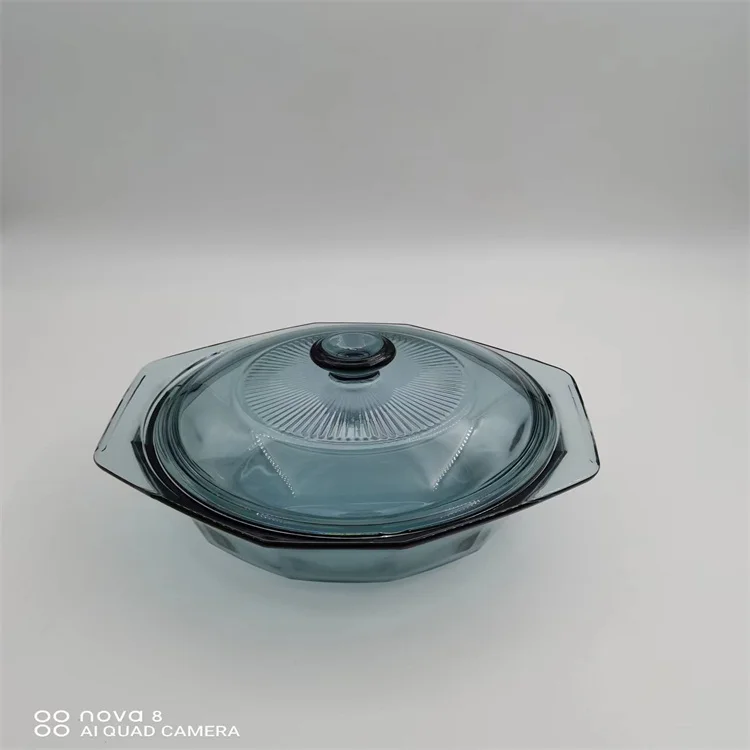 2022 New arrival bright gray borosilicate glass soup pot, can go into the oven, microwave and dishwasher