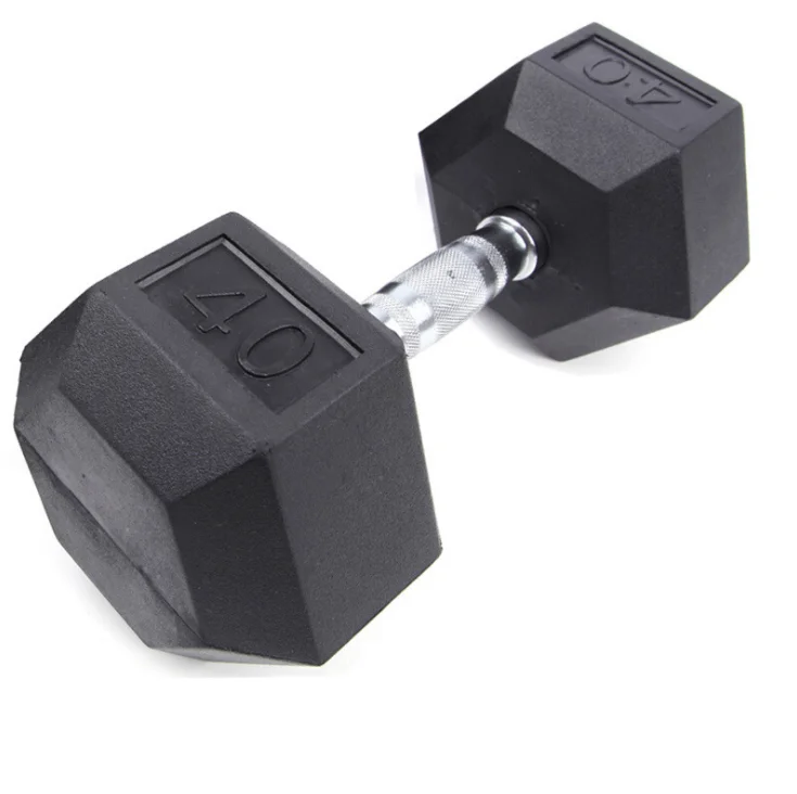 Wholesale Gym Hexagonal Rubber Coated Dumbbells Black Cast Iron Dumbbells Hexagonal Dumbbells