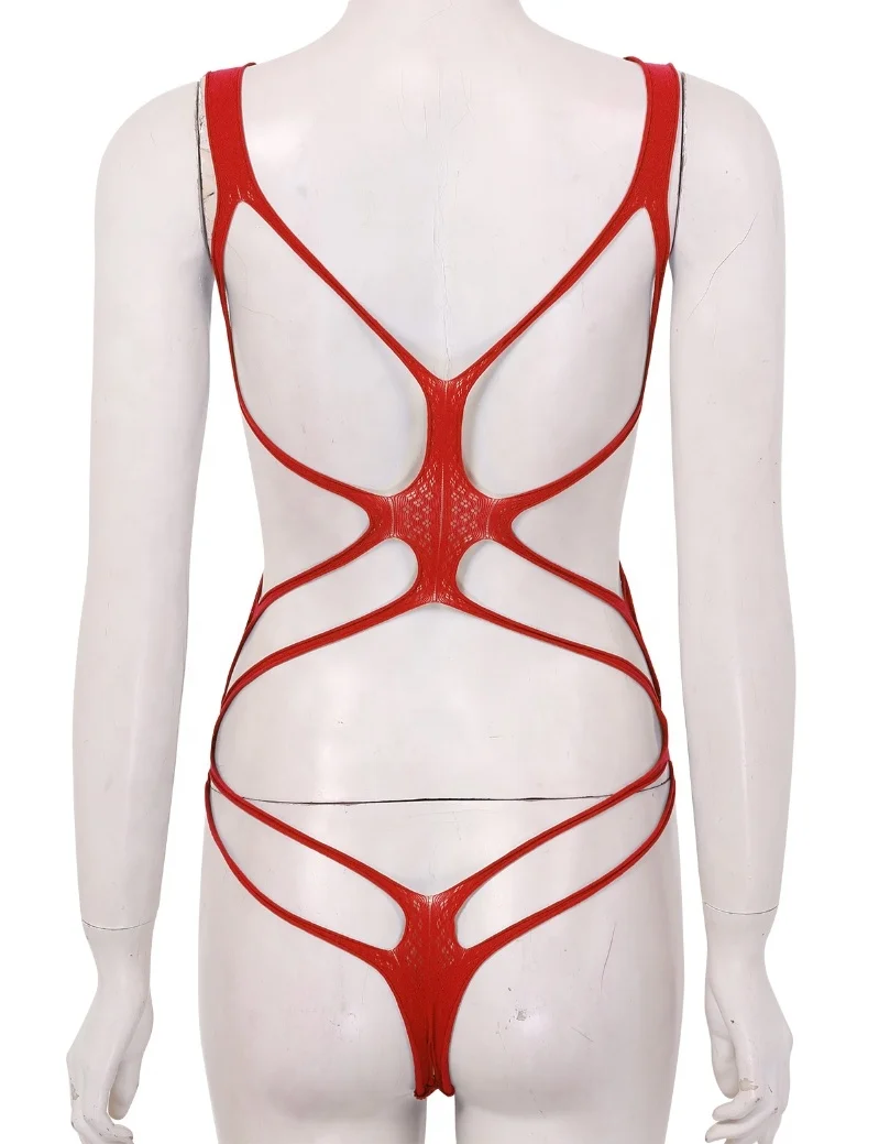 Womens Hollow Out Fishnet Babydoll Chemise Lingerie See-through Stretchy Mini Bodystocking  Lingerie