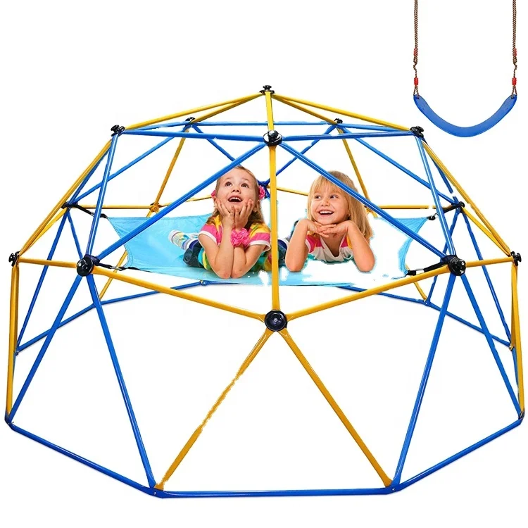 
Outdoor Gym Toy Geometric Domes Climber Frame With Canopy And Swing For Children Play Center 