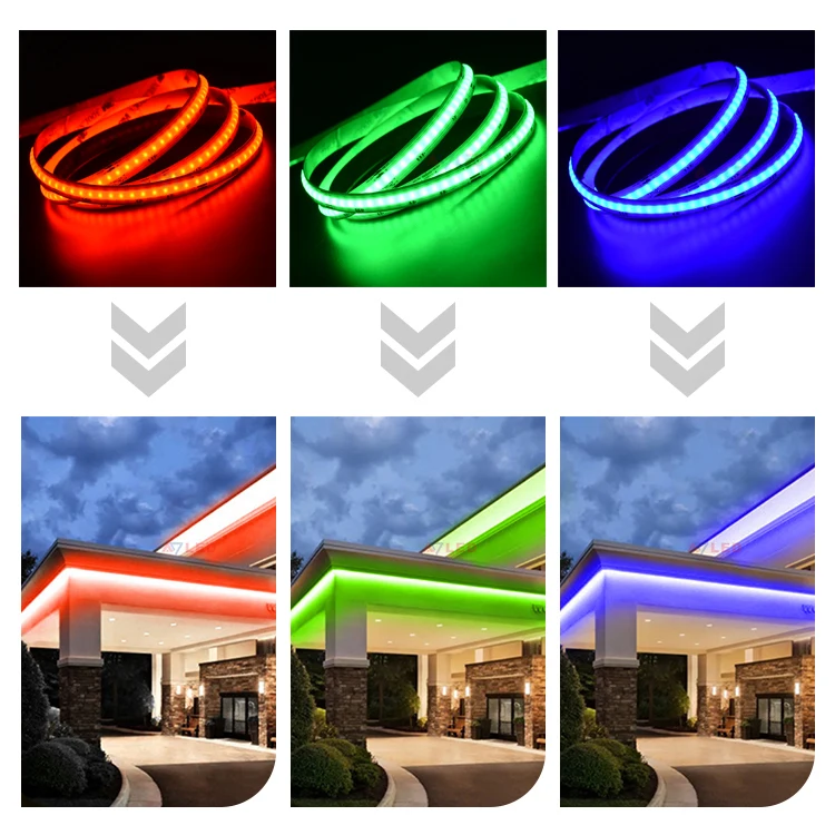 Addressable LED Strip Tuya COB 24v rgb FOB Linear Chips 5m Roll cinta led cob 24v rgb DC 12V ip65 waterproof rgb led strip