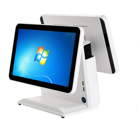 cheap window s Dual Screen Touch 15 Inch POS s All In One Pc with printer optional