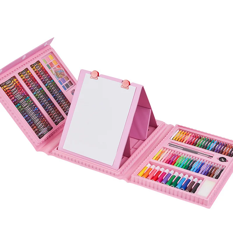 150pcs Promotional Custom Easel Artist Crayon Drawing Paint Brush Pen Student Kids Back To School Gift Kit Stationery