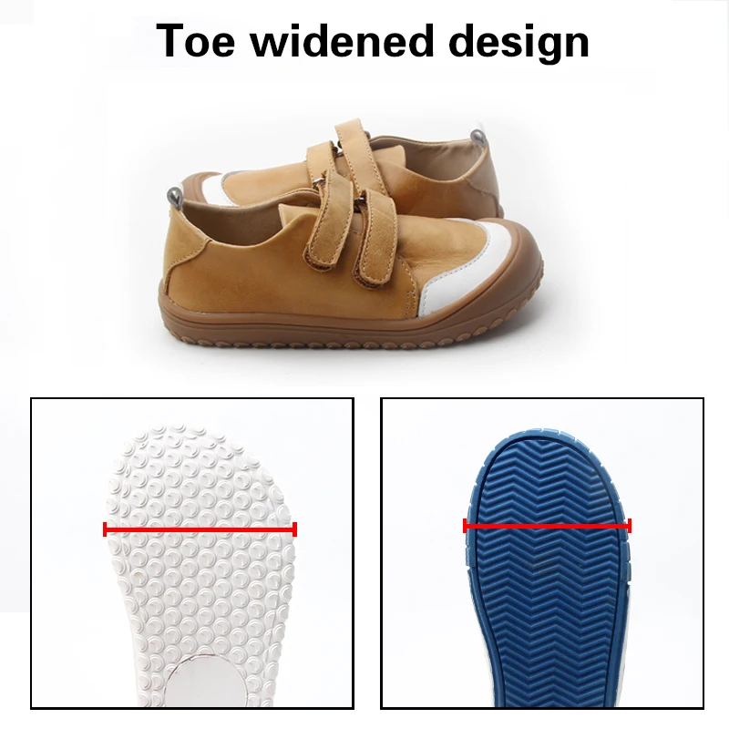 BEIBEIHAPPY Patent Trendy Kids Baby Ergonomic Shoes Zero Drop Light Foot-Shaped Flexible Leather Kids Walking Sneaker Shoes