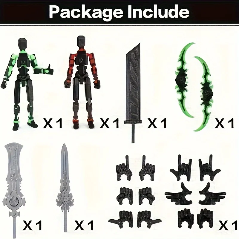 Unisex 2-Piece PLA Action Robot Figure Set Inspired T13 Collectible Model with Multiple Weapons for Children Aged 14+