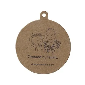 
Custom Logo Name Friendly Eco Brand Hangtag Brown Kraft Paper Reversible Printing Coffee Cup Hang Tags With Natural Hemp Rope 