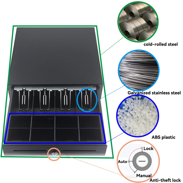405mm Cash Drawer 5 Coins 5bills Small RJ11 Interface for Pos Register