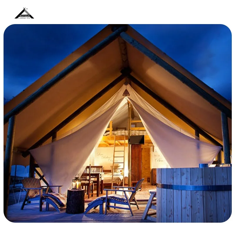 BOTEEN Luxury Lodge Tents Large Glamping Luxury Family Safari Hotel Lodge House Tent For Camping with Bathroom and Bed
