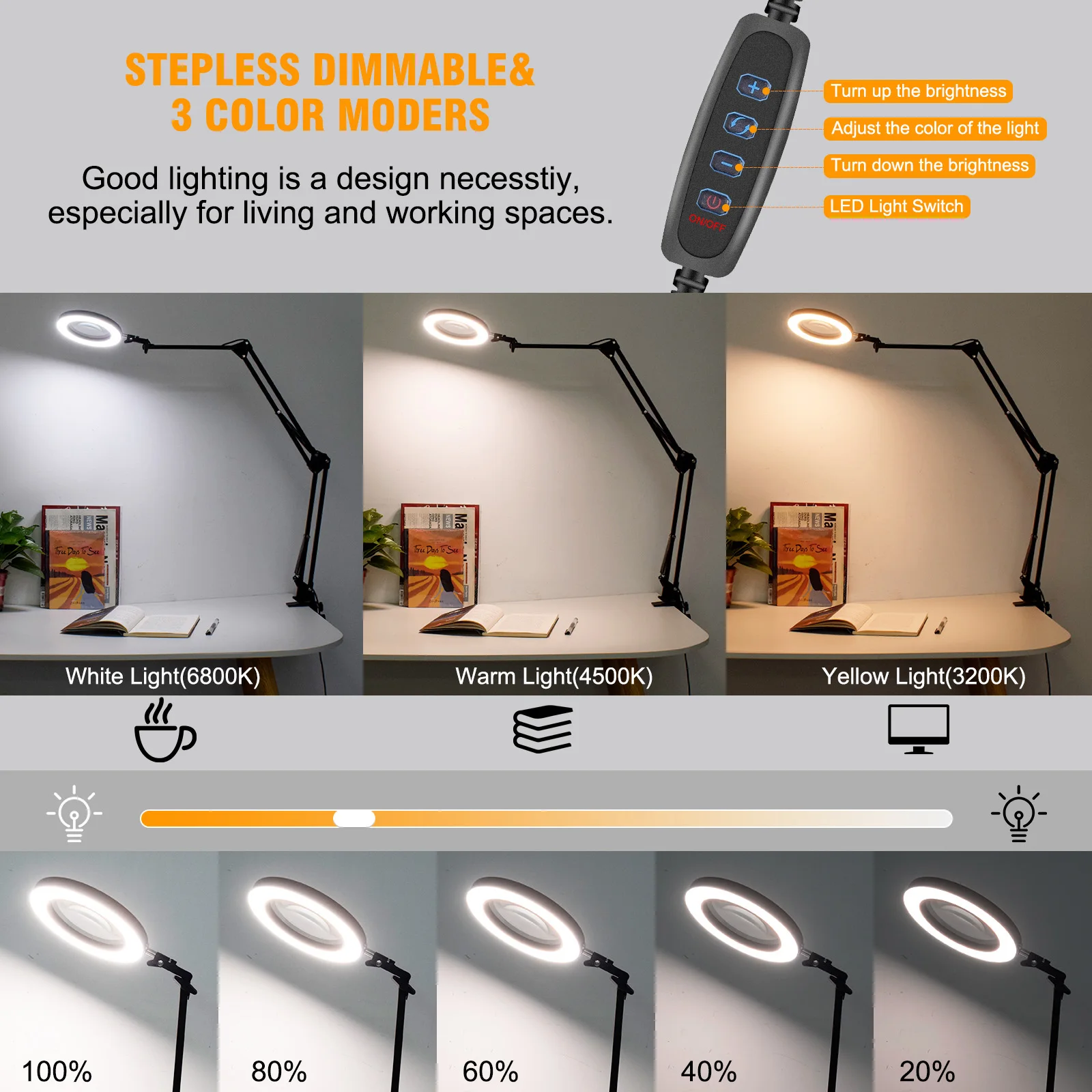 5X Magnifying Glass with 80Pcs LED Lights Soldering Third Hand Reading/Beauty/Close Work Magnifier Desk Lamp Lighting Tool