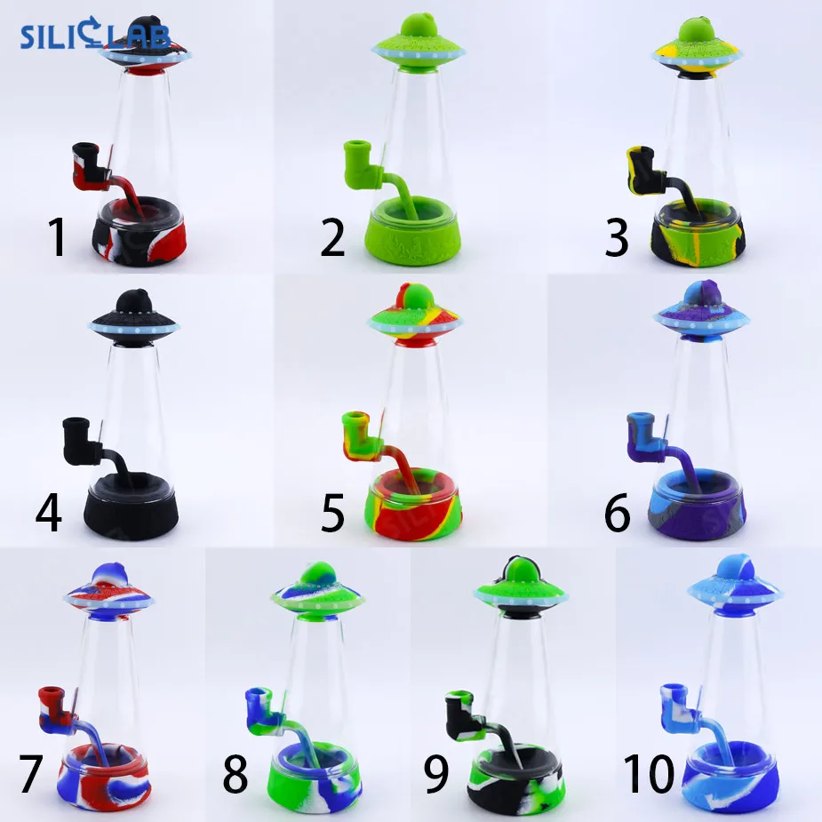 smoke shop supplies new UFO cute silicone water pipe tobacco accessories smoke bubble poly glass smoking bubbler tobacco pipe