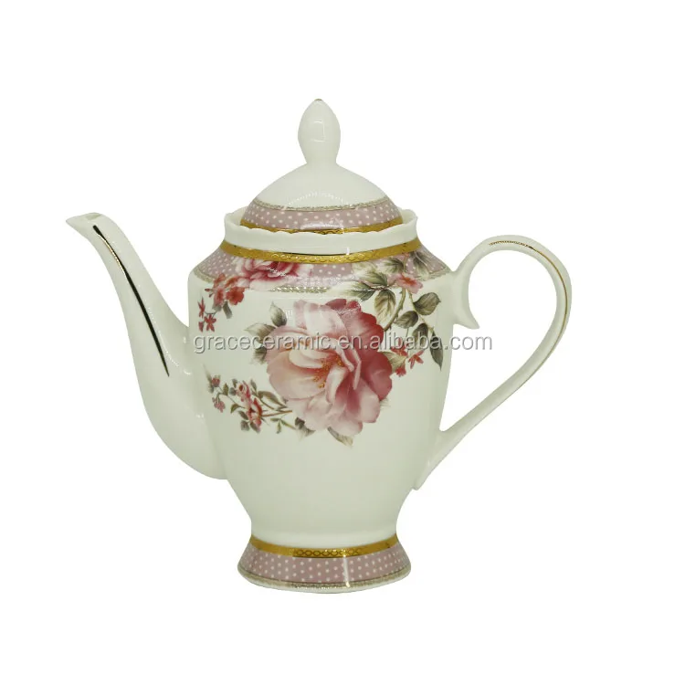 Vintage Floral Design Turkish Pink Bone china Ceramic Dinner Set Porcelain With Gold Rim