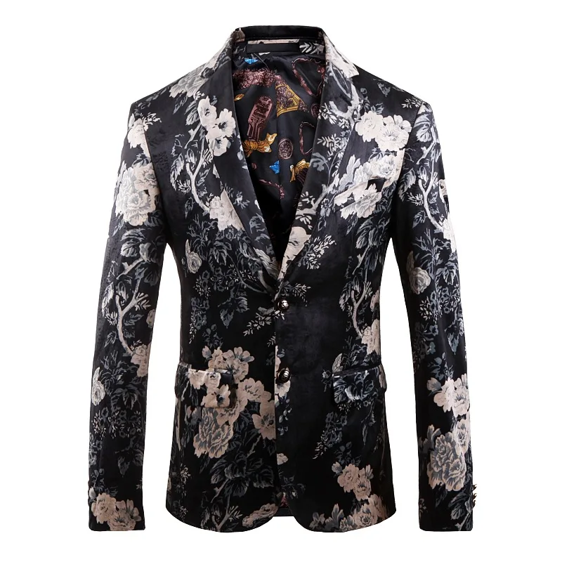 
OEM Custom Suits For Man Fancy Fashion Blazer Suit Casual Velvet Print Craft Man Suit 