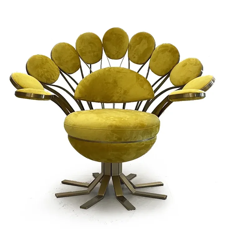 velvet club leisure chairs luxury modern designer single velvet dining yellow leisure chair