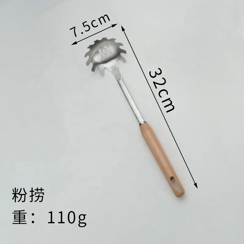 
Customizable Logo beech handle stainless steel kitchen accessories cooking utensil 
