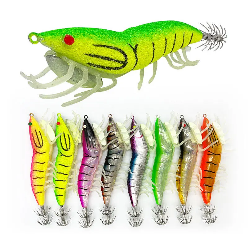 Hot Sale Lead Sinker Soft Foot Octopus Bait Luminous Shrimp Squid Jig Hooks ABS Minnow Lure for Perch Species