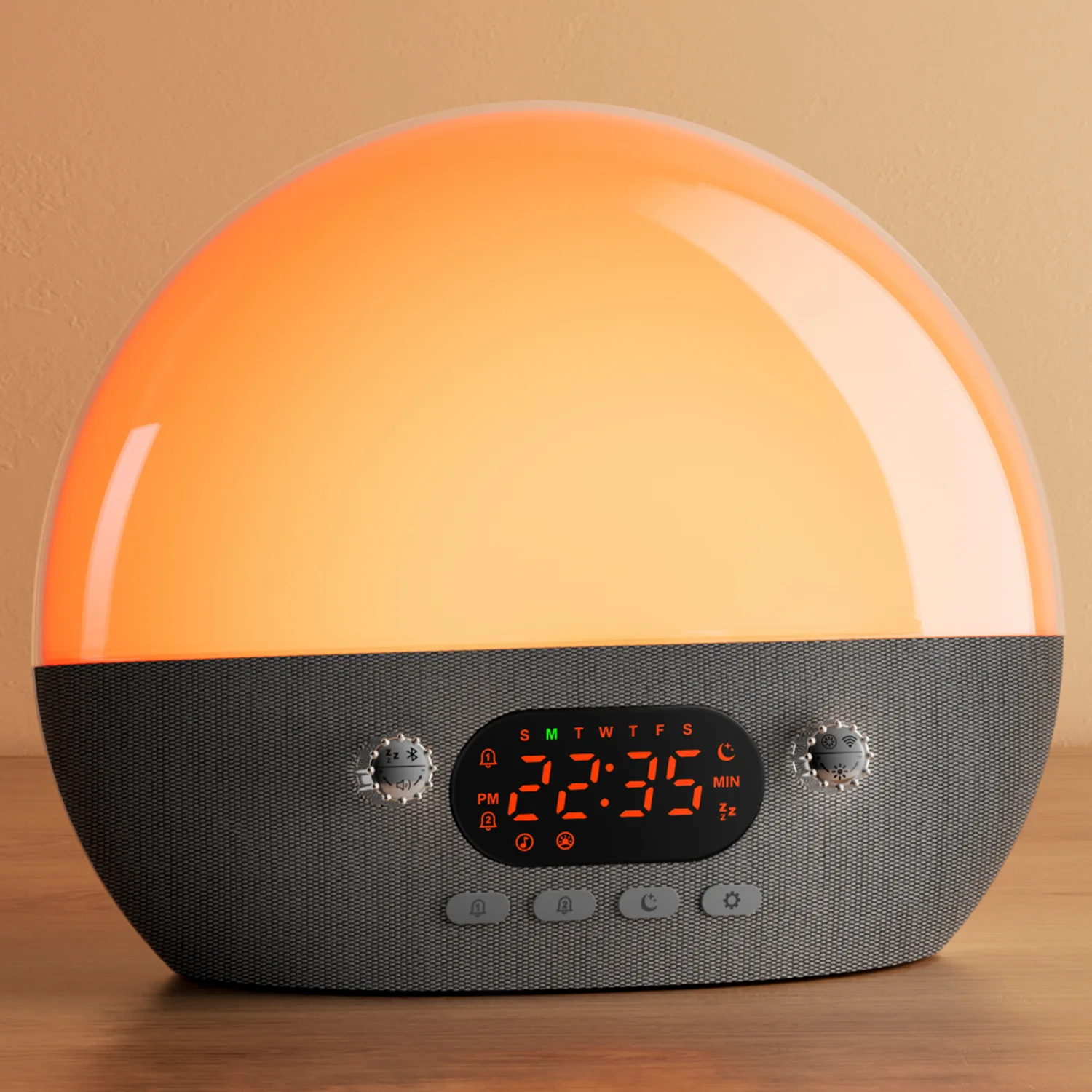 Analog Sunrise Wake up Light White Noise Sleeping Ambient  Bluetooth Music Smart Night Light Alarm Clock Speaker Lights