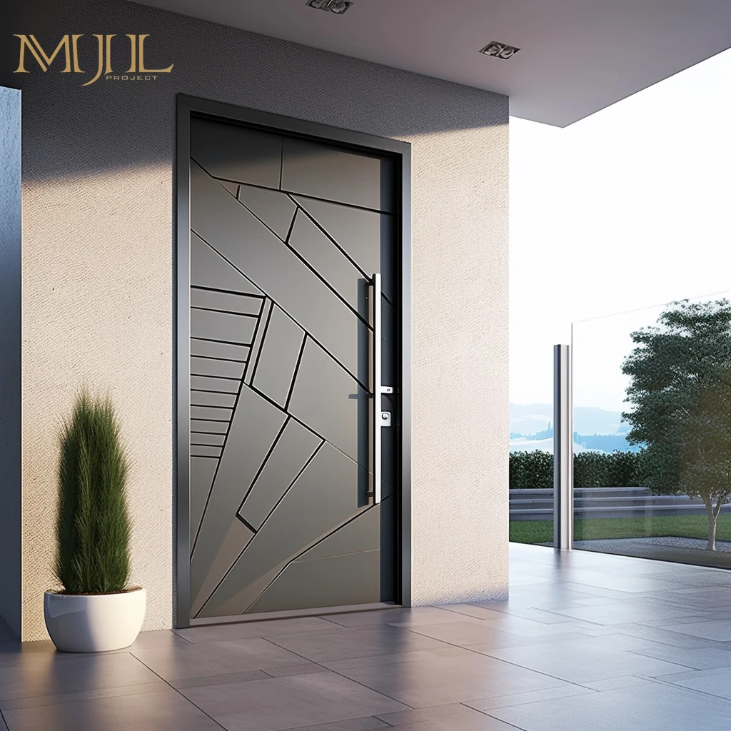 OEM double wrought iron front doors main entrance double security doors exterior entrance stainless steel and iron security door