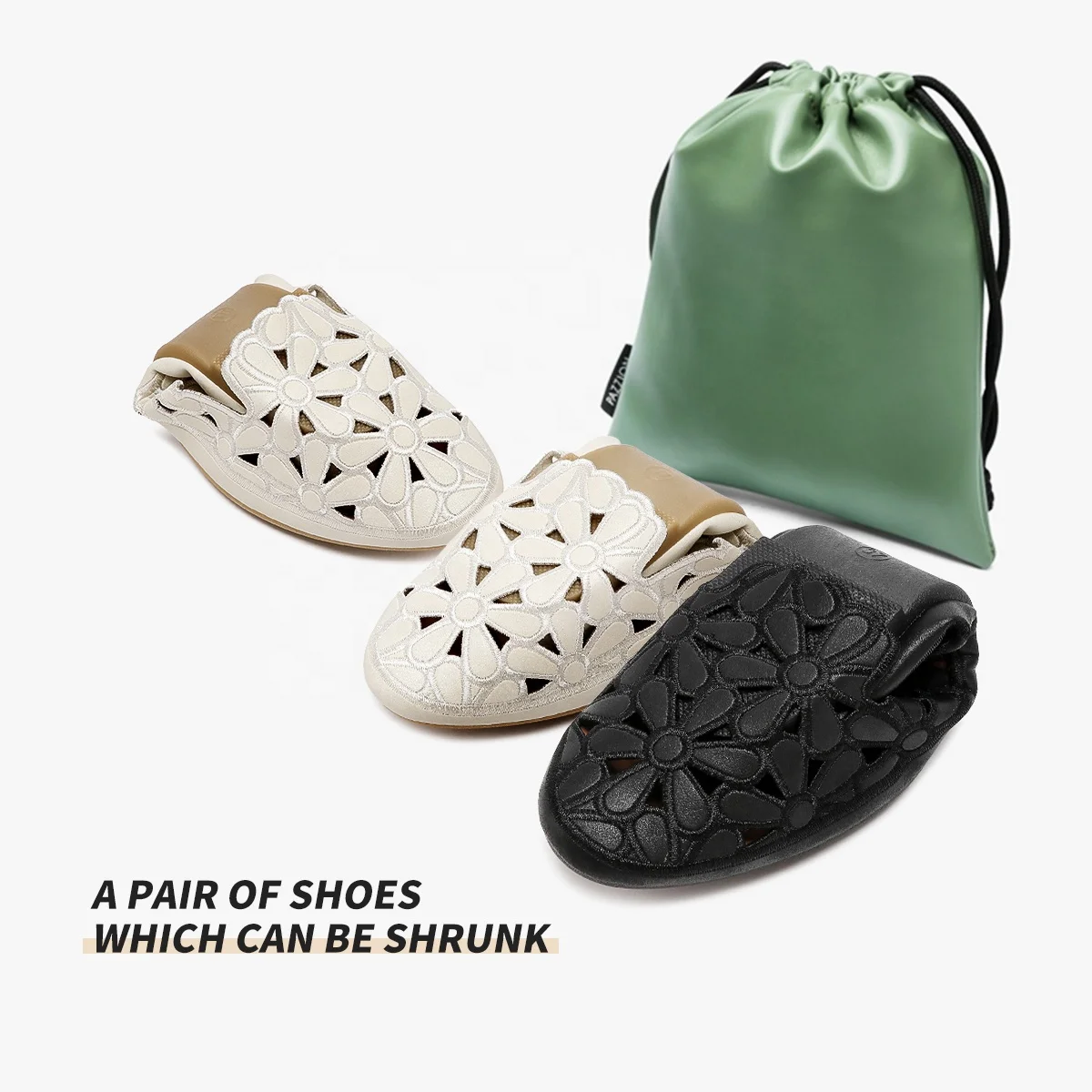 2023 Arrival Women Summer Black Breathable PU Leather Flats Lightweight Soft Round Toe Ballet Shoes Custom Ballet Shoes
