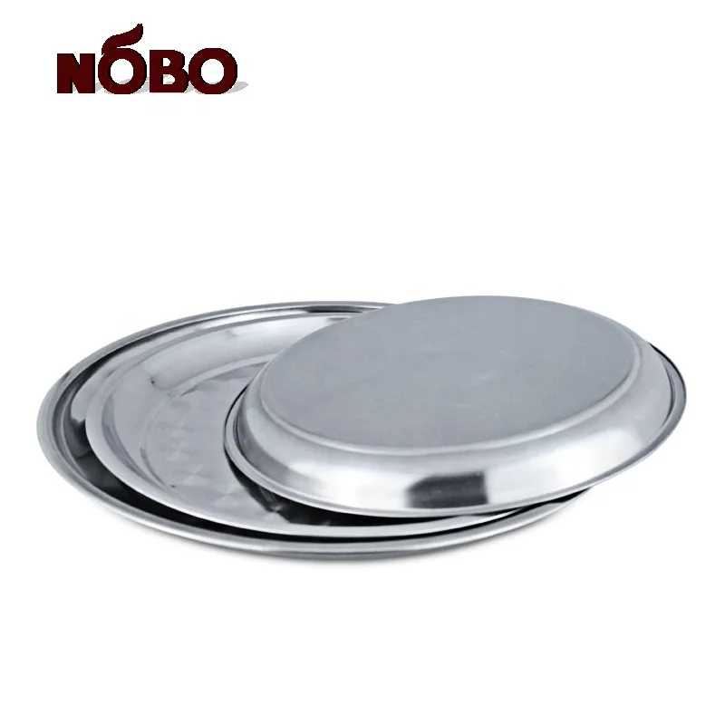 Thai 40/50/55 cm dinnerware tray set stainless steel round plate with scales pattern