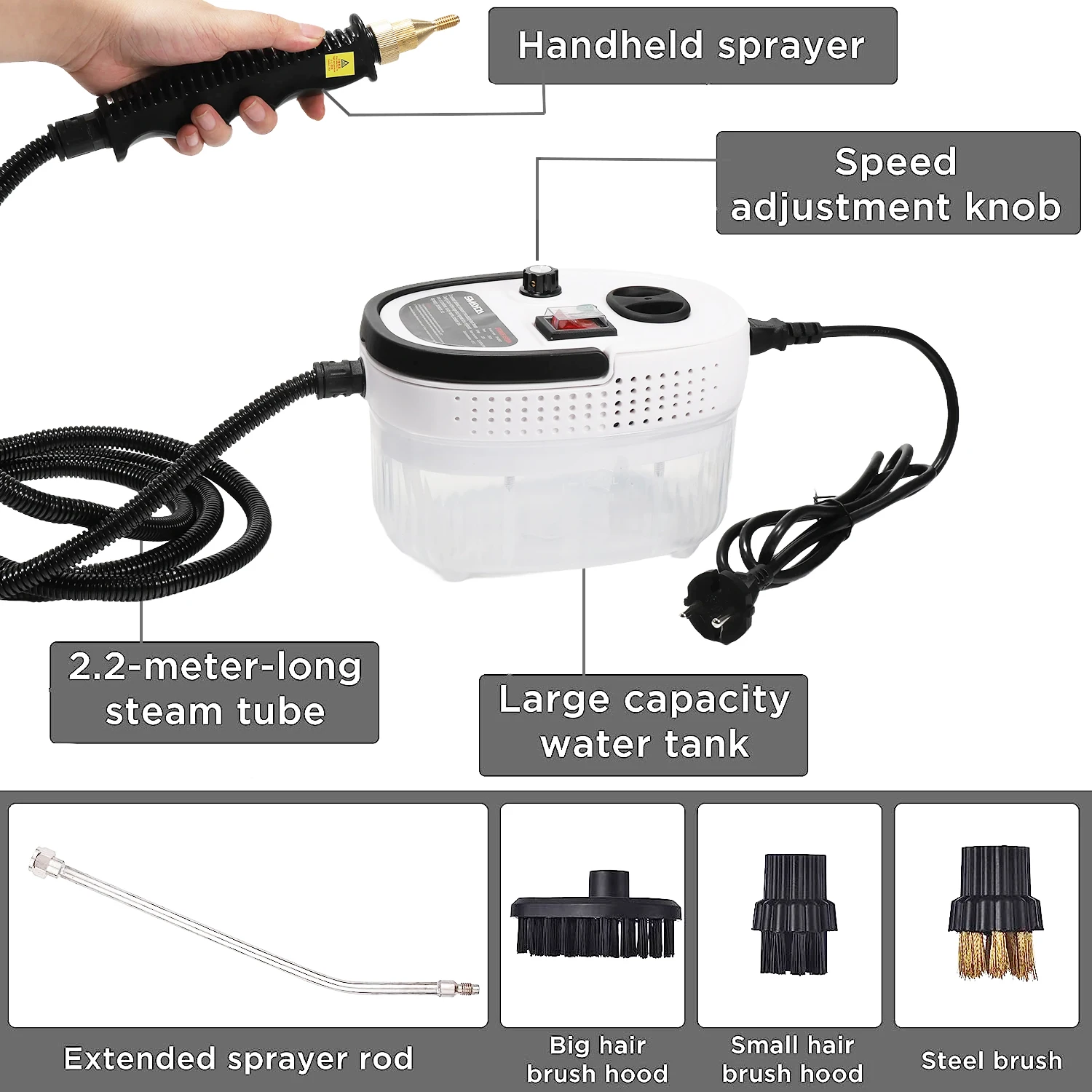 1500/2500w Portable Handheld Steam Cleaner Household air Conditioner Kitchen Oil Stains High Pressure