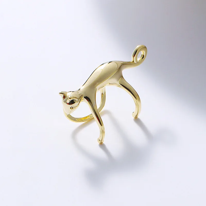 Lovely Mirror Animal Ear Bone Earrings for Women PVD Silver Gold Plated Alloy Cat Shape Ear Clip Earrings