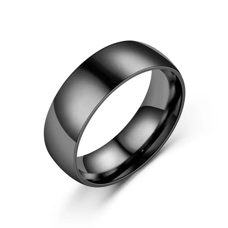 8mm Inner and Outer Ball Glossy Ring Stainless Steel Simple Jewelry Laser Lettering