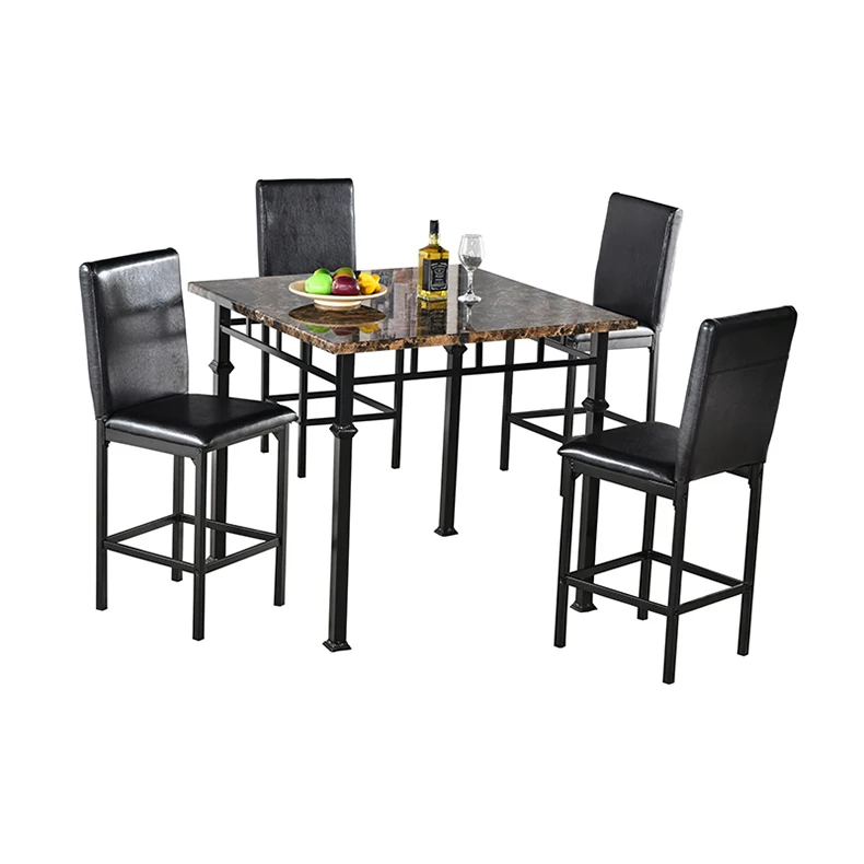 Home furniture metal dining room set marble dinning table set modern dining table with 4 chairs for sale