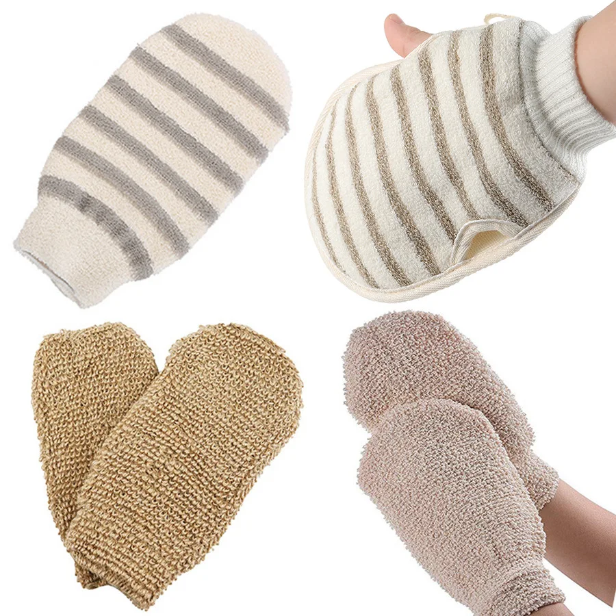Hot Sale Bath Accessory Eco Natural Sisal Exfoliating Hand Bath Gloves Scrub For Shower Luffa Body Scrubber Bathing Sponge