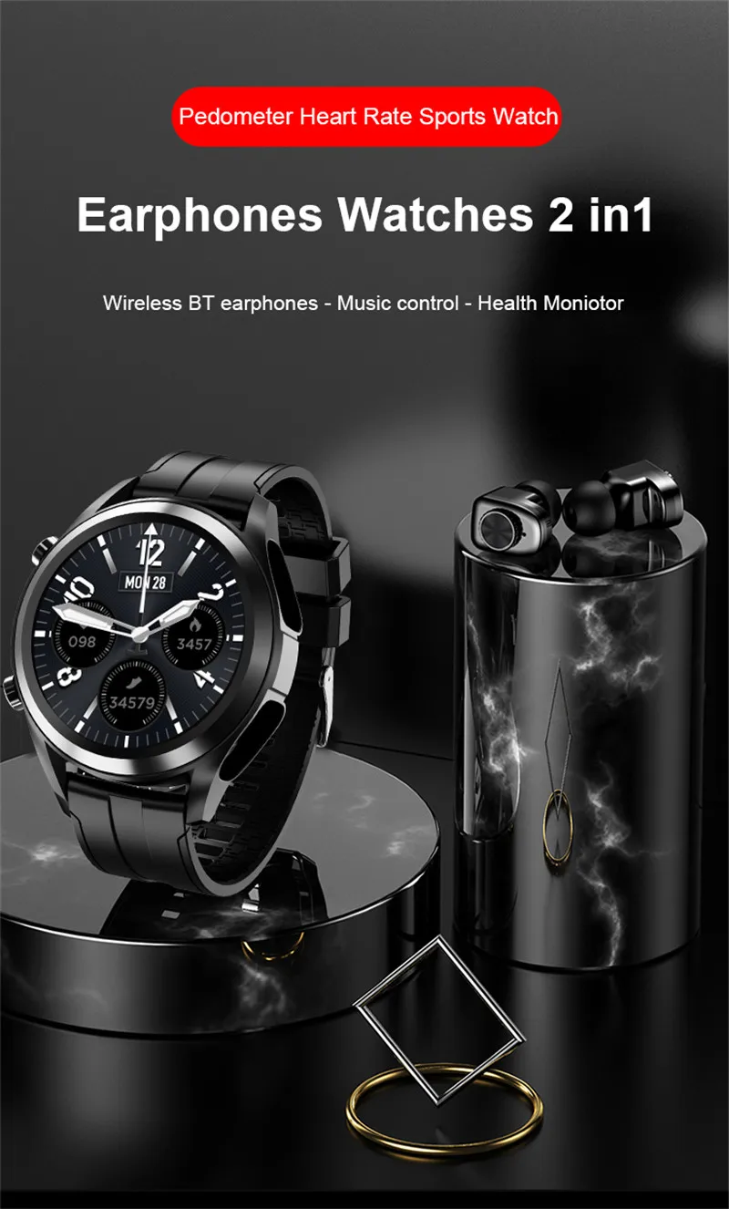 Customized Smart Watch With Earbuds Earphone Bracelet Earbuds With Smart Watch Earbuds 2in1 Reloj M 1Smart Watch