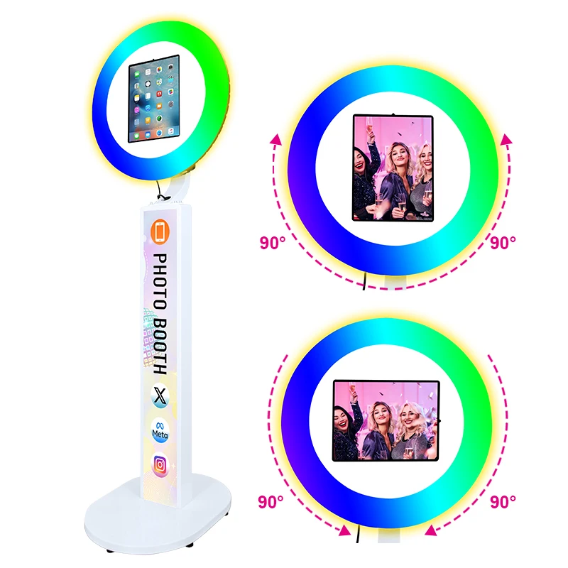 Portable RGB Roamer 10.2 11 12.9' Photobooth Ipad Photo Booth Shell  Led Oval Stand Kiosk Stand Plate Faceplate