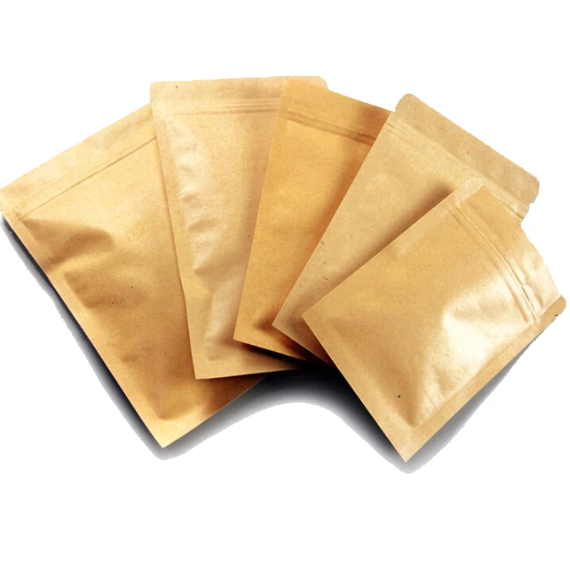 Kraft Paper Doypack Zip Lock Pouch with Aluminum Foil Food Tea Snack Coffee Storage Resealable Ziplock Zipper Bag