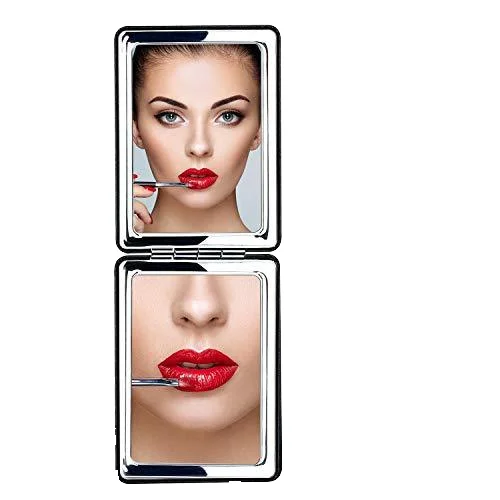 Lovely Portable Double-Sided Cosmetic Mirror Compact Folding Handheld Travel Makeup Mirror with Magnifying Feature