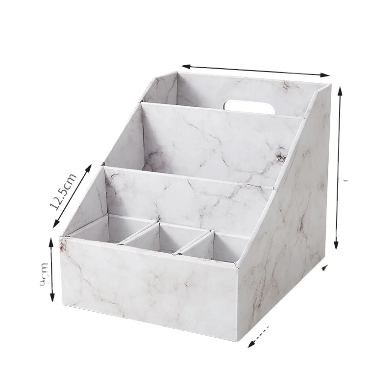 New Style Foldable Kraft Paper Multi-functional Desktop Paper Storage Box Marble Pattern Magazine Holder