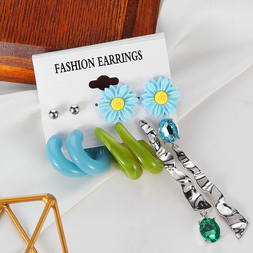 VKME New Resin Fashion Flower Earrings Colorful Hoop Exaggerated Earrings