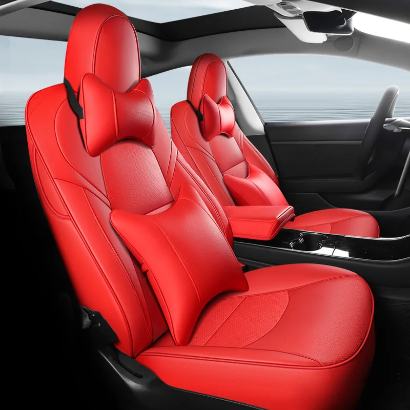Designer auto accessories luxury car interior 360 degrees all inclusive leather car seat covers full set for tesla model 3