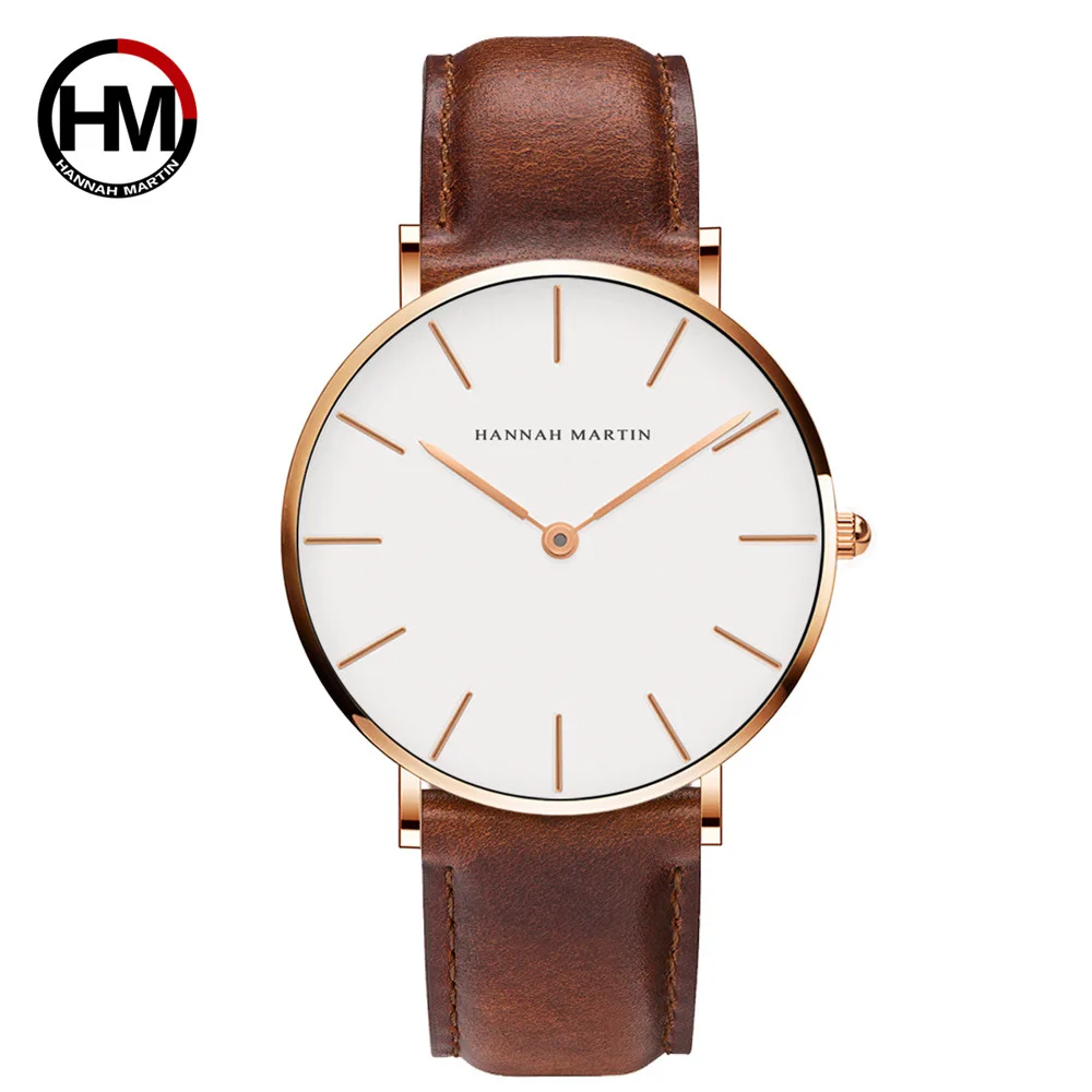 Часы hannah martin CB01 элегантные мужские кварцевые часы из Гуанчжоу красивый ремешок искусственной кожи водонепроницаемые простые наручные для отдыха