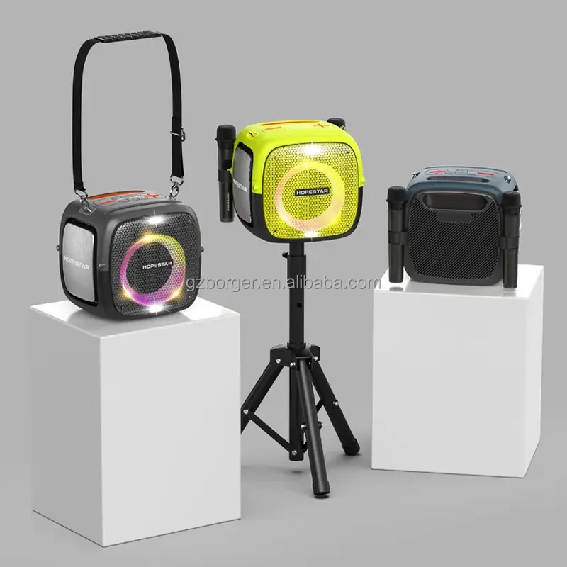 Party-One Stand Chuck High Power Speaker Box Gaming Blue Tooth Dj Karaoke Speakers With 2 Wireless Microphone Partyone