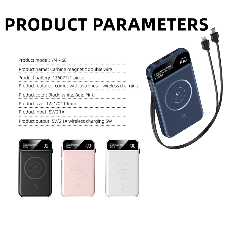 Hot sale Portable External Battery Pack Wireless Charger pal 10000mAh Power Bank Mini Charging Treasure Fast Charger Powerbank