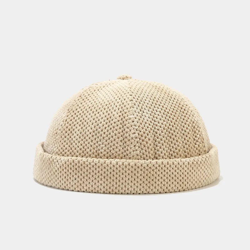 High quality cap winter warm vintage cap round top brimless style fashion hat custom logo